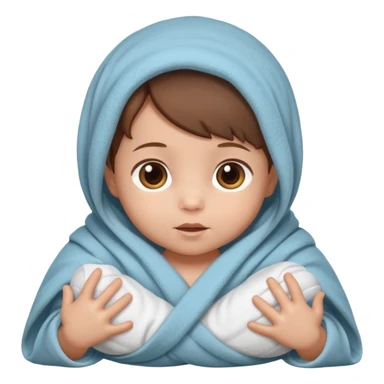 baby wrapped in blanket, redo same pictures but with brown hair sticker