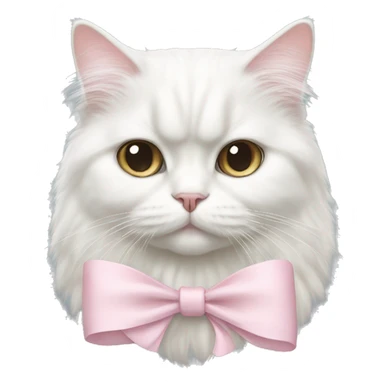 Persian white cat with pale pink bow sticker