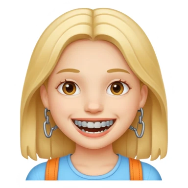 girl with metal braces on teeth sticker