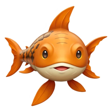Solaran Magikarp - Ground type Hardier than regular Magikarp, longer and thinner, adapted to survive in shallow desert pools and temporary rain puddles of the badlands. muddy brown-orange fish. long whiskers. pokemon art style. sticker