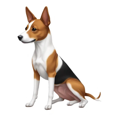 Tricolor Basenji full-length dog sideways sticker