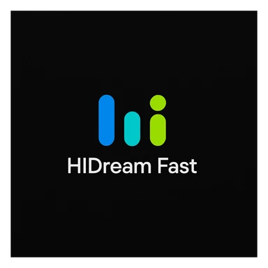 create high dream logo like this with text "HIDream Fast", black background  sticker