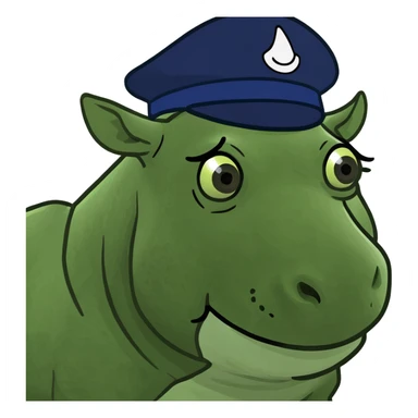 Rhinoceros wears hat sticker