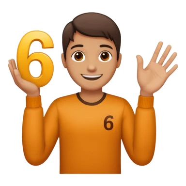 🤷🏻‍♂️ number 6 in left hand and number 7 in the right hand sticker