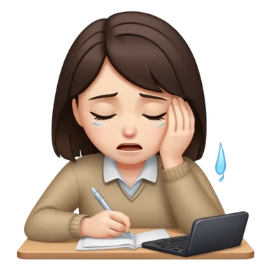 Brunette Girl doing work crying sticker