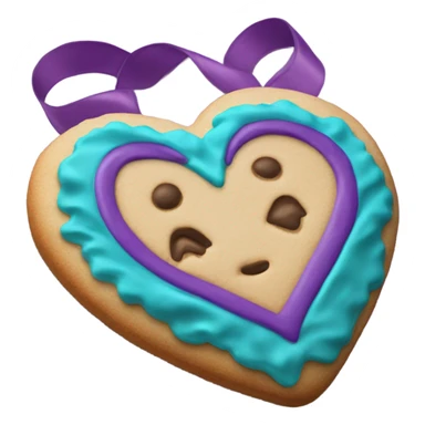 Purple teal Suicide awareness ribbon, heart cookie sticker
