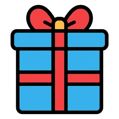 blue gift box with ribbon sticker