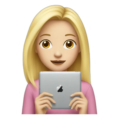 girl blond with ipad sticker