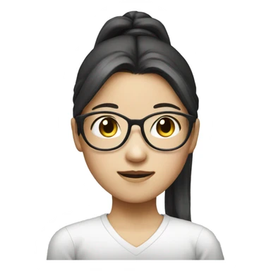 asian girl with white glasses and pony tail sticker