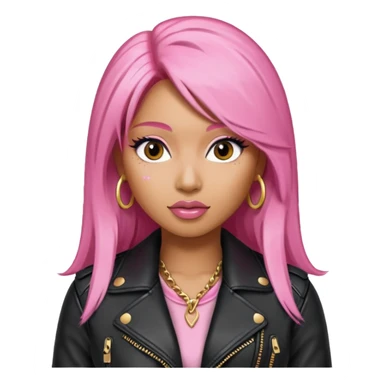 Nicki Minaj pink hair wear leather jacket sticker