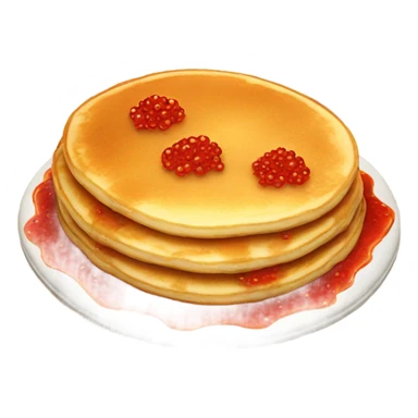 Pancake with red caviar sticker