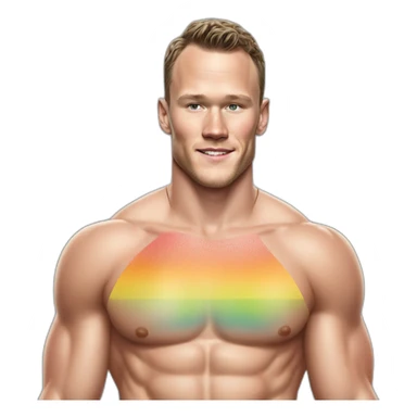 Jonathan Toews as a beach body; rainbow theme sticker