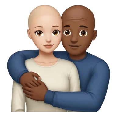 Bald black man hugging White brunette female 
 sticker