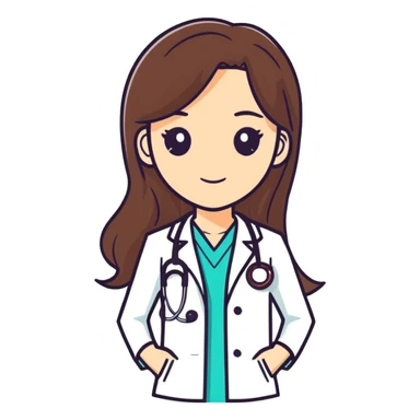 Young womain long Brown hair doctor sticker