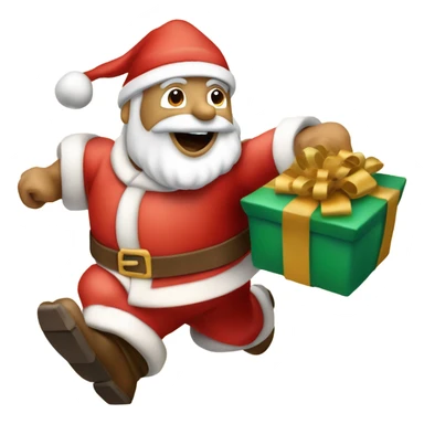 Un papá Noel con un trineo y renos volando con el trineo lleno de regalos  sticker