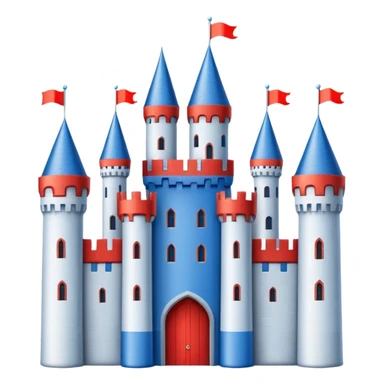 The flag has a yellow background with four horizontal red stripes running across it. In the upper left corner, there is a blue rectangle containing a white, stylized castle with three towers, the middle tower being taller than the others. sticker