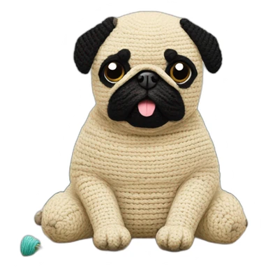 pug crocheting sticker