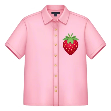pastel pink shirt with a strawberry embroidered in the center sticker