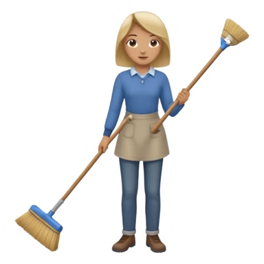 Person sweeping the floor with a broom sticker
