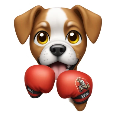 Dog wearing boxing gloves  sticker