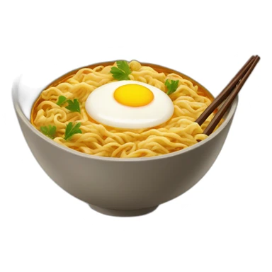 a bowl off curry noodle with egg sticker