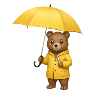 Bear with umbrella, wearing rain coat sticker