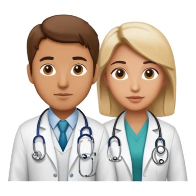 Female doctor and male doctor with medical symbols sticker