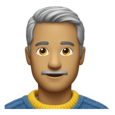 Man in blue and yellow sweater sticker