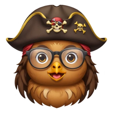 chick animal with glasses, pirate sticker