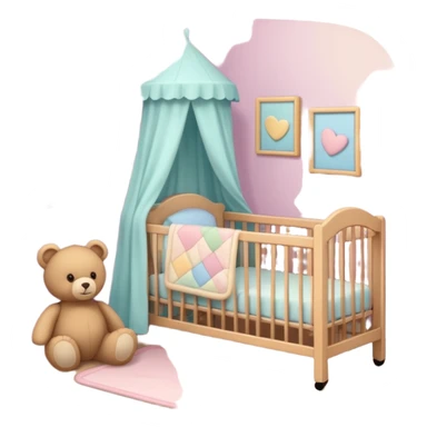 Cozy baby room with crib and teddy bear sticker