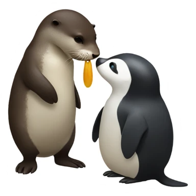 otter kissing pinguin  sticker