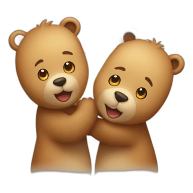 Female bear and male bear kissing, face only, with hearts above them sticker