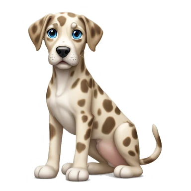 tan and white catahoula leopard dog full-body blue eyes sticker
