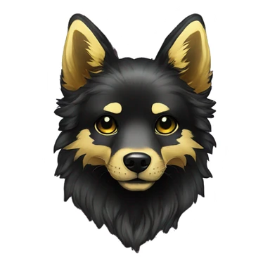 Black iridescent fluffy dog fox head zombie skull skeleton gold mechanical nebula galaxy stars colorful flowers fairy lights vintage sticker