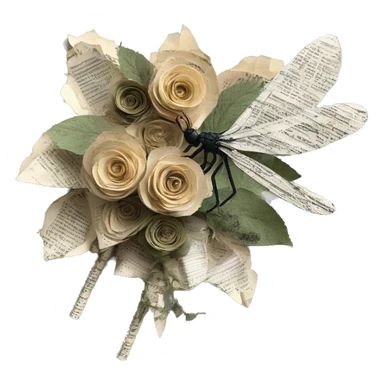 Shakespeare made of newspaper cuttings handwriting 420 hemp roses flowers plants leaves dragonfly mulberries Italy sticker