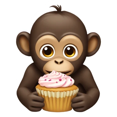 Monkey eating a cupcake sticker