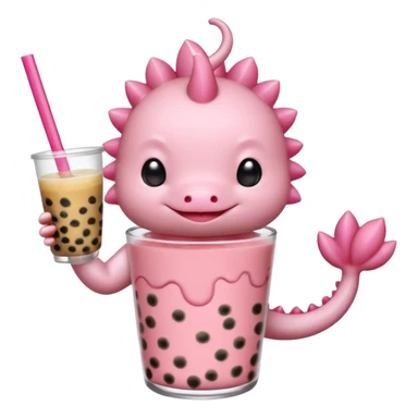 Axolotl waving while drinking boba tea sticker