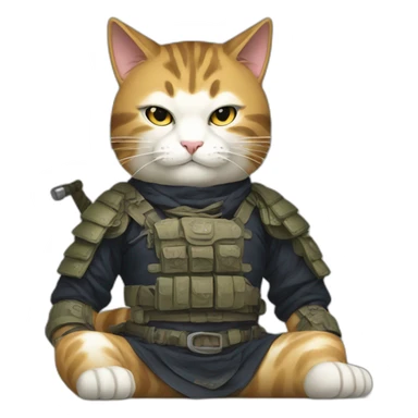 badass japanese cat sticker