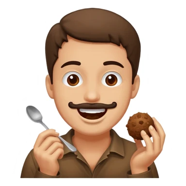 man happily eating brown mud balls sticker