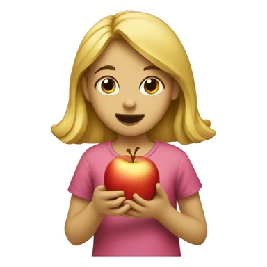 girl eating an apple sticker