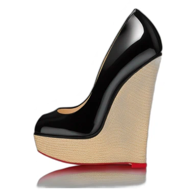 One WEDGE heel LOUBOUTIN black PATENT sticker