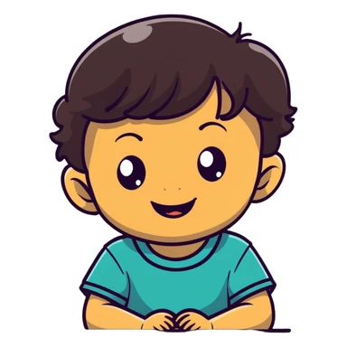smiling toddler face with big eyes, medium skin tone, and dark wavy hair sticker