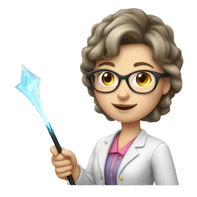 A Ukrainian female teacher holds a magic wand in her hand sticker