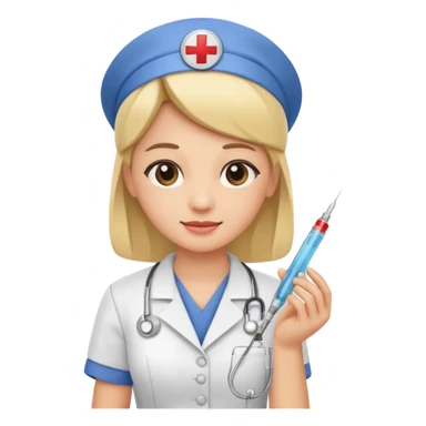 nurse holding vaccination needle sticker
