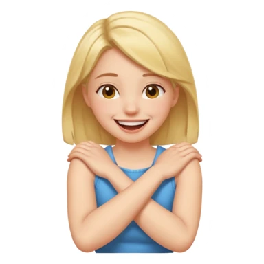 arms crossed holding neck laughing girl sticker