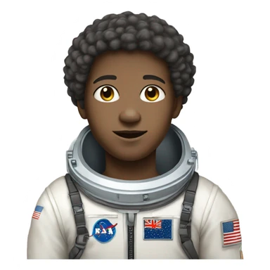 1 full-body Afro light-skinned skinned male teenager in a space suit. sticker
