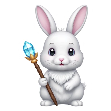 White bunny with wand and with cristals sticker