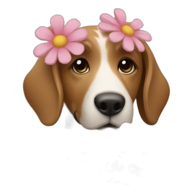 dog with a bouquet of flowers sticker