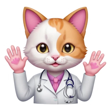 cute doctor kitten with paws up sticker