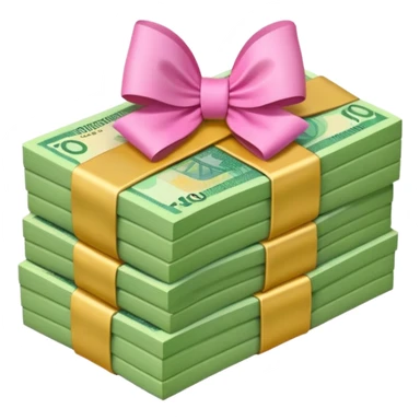 Bright Green & Golden Yellow Gradient Australian $100 notes stacked together and wrapped in a pink bow sticker